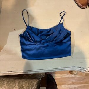 Sleek Navy Satin Camisole Top